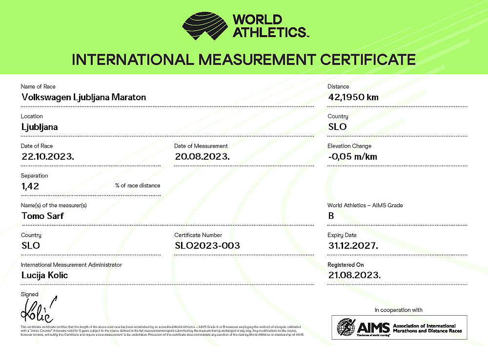 Certifikat 42.195 km