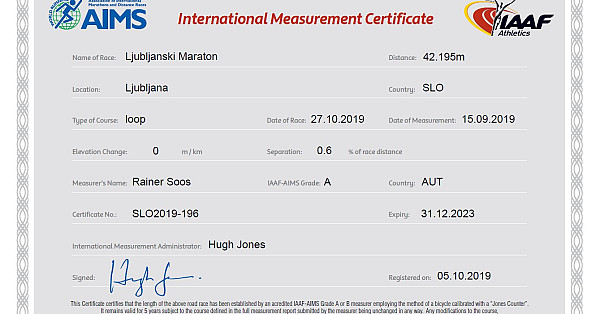 Marathon courses officially certified