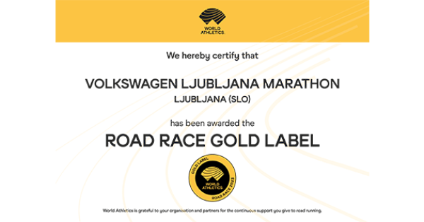 The golden badge of the VW 27th Ljubljana Marathon