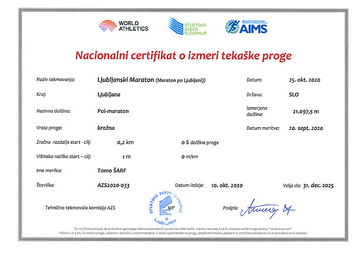 Vse trase so uradno certificirane